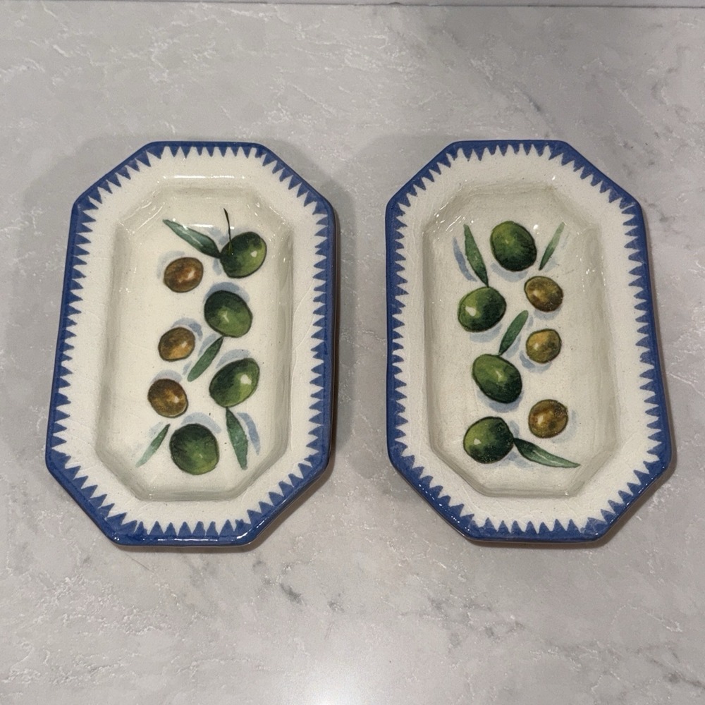 Lot Of 2 Vtg Williams Sonoma Sardinia Appetizer Tapas Olive Bowl Tray Plate